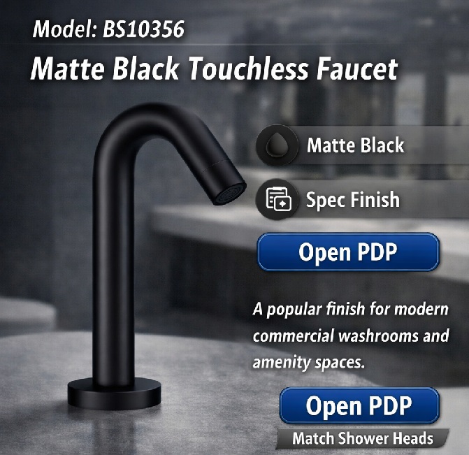 BathSelect Matte Black Touchless Faucet BS10356